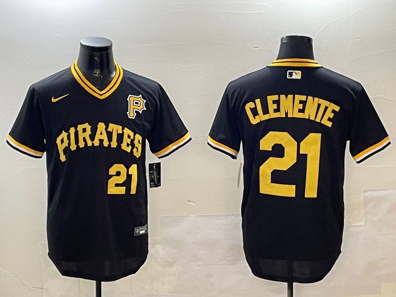 Men Pittsburgh Pirates #21 Clemente Black Throwback 2025 Nike MLB Jersey style 1->pittsburgh pirates->MLB Jersey